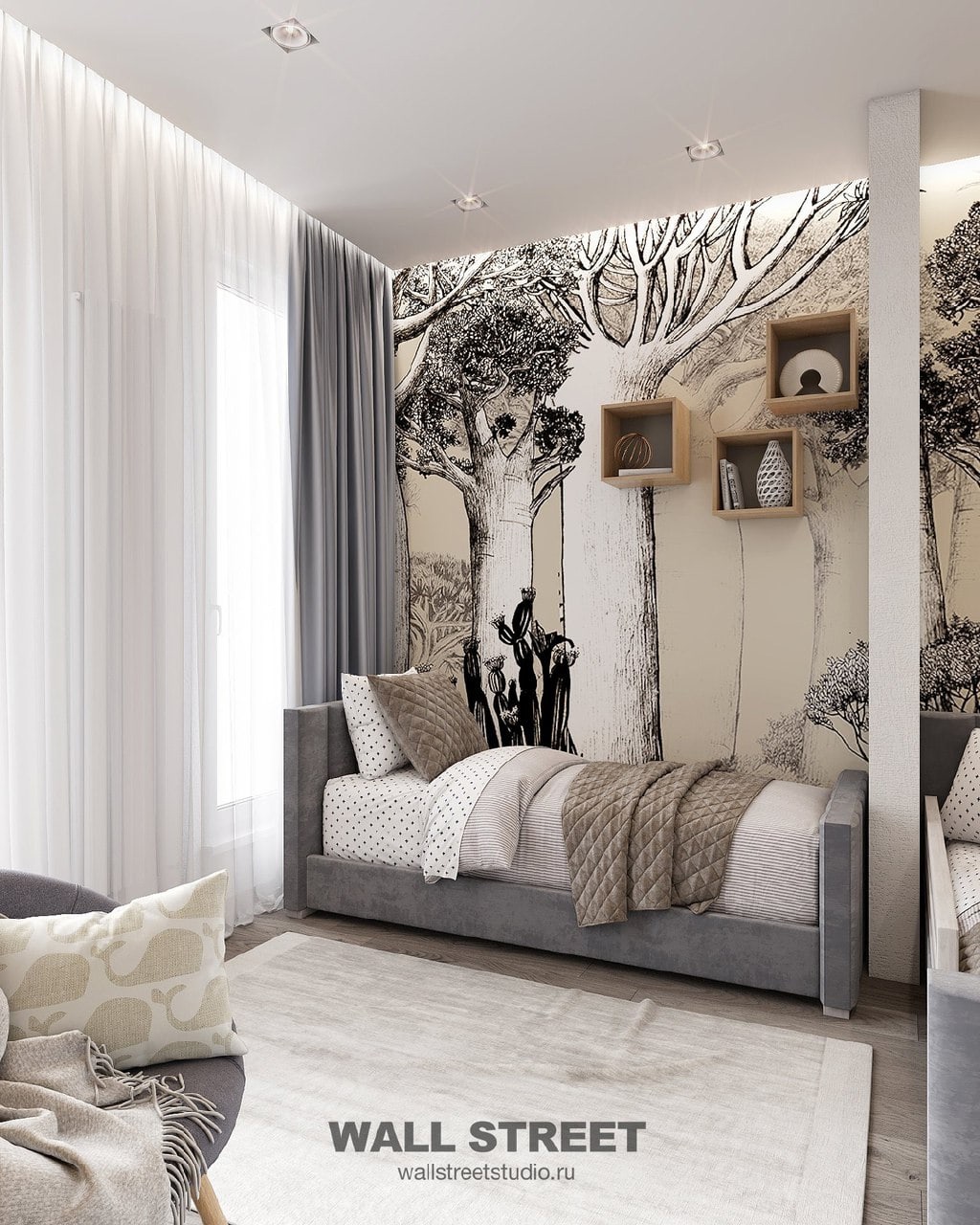 Монохромный сюжет для детской